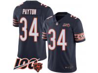 #34 Limited Walter Payton Navy Blue Football Home Men's Jersey Chicago Bears 100th Season