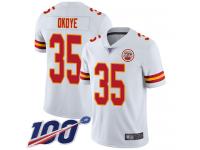 #35 Limited Christian Okoye White Football Road Men's Jersey Kansas City Chiefs Vapor Untouchable 100th Season