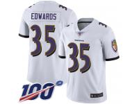 #35 Limited Gus Edwards White Football Road Youth Jersey Baltimore Ravens Vapor Untouchable 100th Season