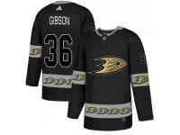 #36 Adidas Authentic John Gibson Men's Black NHL Jersey - Anaheim Ducks Team Logo Fashion