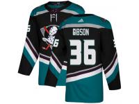 #36 Adidas Authentic John Gibson Men's Black Teal NHL Jersey - Alternate Anaheim Ducks
