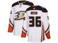 #36 Adidas Authentic John Gibson Youth White NHL Jersey - Away Anaheim Ducks