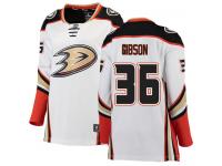#36 Breakaway John Gibson Women's White NHL Jersey - Away Anaheim Ducks