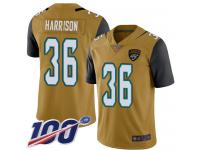 #36 Limited Ronnie Harrison Gold Football Youth Jersey Jacksonville Jaguars Rush Vapor Untouchable 100th Season