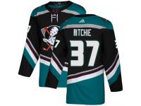 #37 Adidas Authentic Nick Ritchie Men's Black Teal NHL Jersey - Alternate Anaheim Ducks