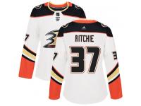 #37 Adidas Authentic Nick Ritchie Women's White NHL Jersey - Away Anaheim Ducks