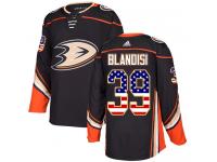 #39 Adidas Authentic Joseph Blandisi Men's Black NHL Jersey - Anaheim Ducks USA Flag Fashion