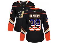 #39 Adidas Authentic Joseph Blandisi Women's Black NHL Jersey - Anaheim Ducks USA Flag Fashion