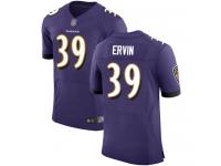 #39 Elite Tyler Ervin Purple Football Home Men's Jersey Baltimore Ravens Vapor Untouchable