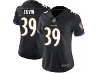 #39 Limited Tyler Ervin Black Football Alternate Women's Jersey Baltimore Ravens Vapor Untouchable