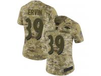 #39 Limited Tyler Ervin Camo Football Women's Jersey Baltimore Ravens 2018 Salute to Service