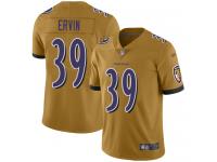 #39 Limited Tyler Ervin Gold Football Men's Jersey Baltimore Ravens Inverted Legend Vapor Rush