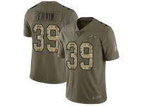 #39 Limited Tyler Ervin Olive Camo Football Men's Jersey Baltimore Ravens 2017 Salute to Service