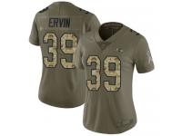 #39 Limited Tyler Ervin Olive Camo Football Women's Jersey Baltimore Ravens 2017 Salute to Service