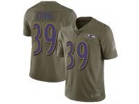 #39 Limited Tyler Ervin Olive Football Men's Jersey Baltimore Ravens 2017 Salute to Service