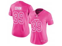 #39 Limited Tyler Ervin Pink Football Women's Jersey Baltimore Ravens Rush Fashion