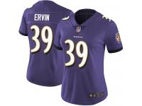 #39 Limited Tyler Ervin Purple Football Home Women's Jersey Baltimore Ravens Vapor Untouchable