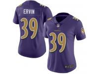 #39 Limited Tyler Ervin Purple Football Women's Jersey Baltimore Ravens Rush Vapor Untouchable