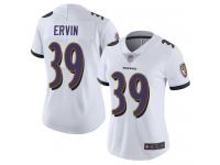 #39 Limited Tyler Ervin White Football Road Women's Jersey Baltimore Ravens Vapor Untouchable