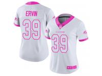 #39 Limited Tyler Ervin White Pink Football Women's Jersey Baltimore Ravens Rush Fashion