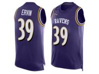 #39 Tyler Ervin Purple Football Men's Jersey Baltimore Ravens Player Name & Number Tank Top