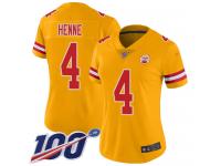 #4 Limited Chad Henne Gold Football Women's Jersey Kansas City Chiefs Inverted Legend Vapor Rush 100th Season