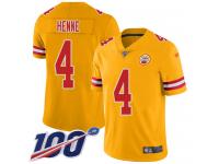 #4 Limited Chad Henne Gold Football Youth Jersey Kansas City Chiefs Inverted Legend 100th Season