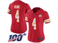 #4 Limited Chad Henne Red Football Home Women's Jersey Kansas City Chiefs Vapor Untouchable 100th Season