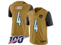 #4 Limited Josh Lambo Gold Football Youth Jersey Jacksonville Jaguars Rush Vapor Untouchable 100th Season