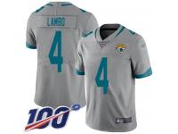 #4 Limited Josh Lambo Silver Football Youth Jersey Jacksonville Jaguars Inverted Legend 100th Season