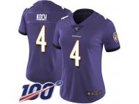 #4 Limited Sam Koch Purple Football Home Women's Jersey Baltimore Ravens Vapor Untouchable 100th Season