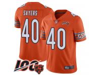 #40 Limited Gale Sayers Orange Football Alternate Men's Jersey Chicago Bears 100th Season