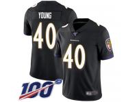 #40 Limited Kenny Young Black Football Alternate Youth Jersey Baltimore Ravens Vapor Untouchable 100th Season
