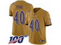 #40 Limited Kenny Young Gold Football Youth Jersey Baltimore Ravens Inverted Legend 100th Season