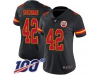 #42 Limited Anthony Sherman Black Football Women's Jersey Kansas City Chiefs Rush Vapor Untouchable 100th Season