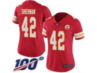 #42 Limited Anthony Sherman Red Football Home Women's Jersey Kansas City Chiefs Vapor Untouchable 100th Season