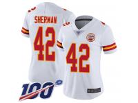 #42 Limited Anthony Sherman White Football Road Women's Jersey Kansas City Chiefs Vapor Untouchable 100th Season