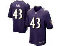 #43 Baltimore Ravens Justice Hill Game Youth Home Purple Jersey Football