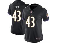 #43 Baltimore Ravens Justice Hill Limited Women's Alternate Black Jersey Football Vapor Untouchable