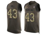 #43 Baltimore Ravens Justice Hill Men's Green Jersey Football Salute to Service Tank Top