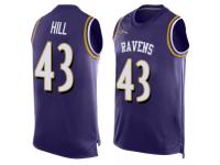 #43 Baltimore Ravens Justice Hill Men's Purple Jersey Football Player Name & Number Tank Top
