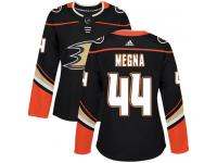 #44 Adidas Authentic Jaycob Megna Women's Black NHL Jersey - Home Anaheim Ducks