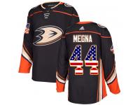 #44 Adidas Authentic Jaycob Megna Youth Black NHL Jersey - Anaheim Ducks USA Flag Fashion