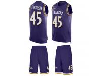 #45 Baltimore Ravens Jaylon Ferguson Men's Purple Jersey Football Tank Top Suit