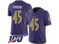 #45 Limited Jaylon Ferguson Purple Football Youth Jersey Baltimore Ravens Rush Vapor Untouchable 100th Season