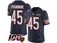 #45 Limited Joel Iyiegbuniwe Navy Blue Football Home Men's Jersey Chicago Bears 100th Season