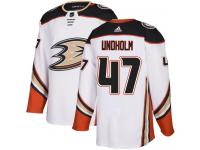 #47 Adidas Authentic Hampus Lindholm Youth White NHL Jersey - Away Anaheim Ducks