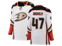 #47 Breakaway Hampus Lindholm Women's White NHL Jersey - Away Anaheim Ducks