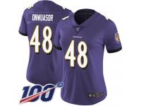 #48 Limited Patrick Onwuasor Purple Football Home Women's Jersey Baltimore Ravens Vapor Untouchable 100th Season