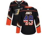 #49 Adidas Authentic Max Jones Women's Black NHL Jersey - Anaheim Ducks USA Flag Fashion